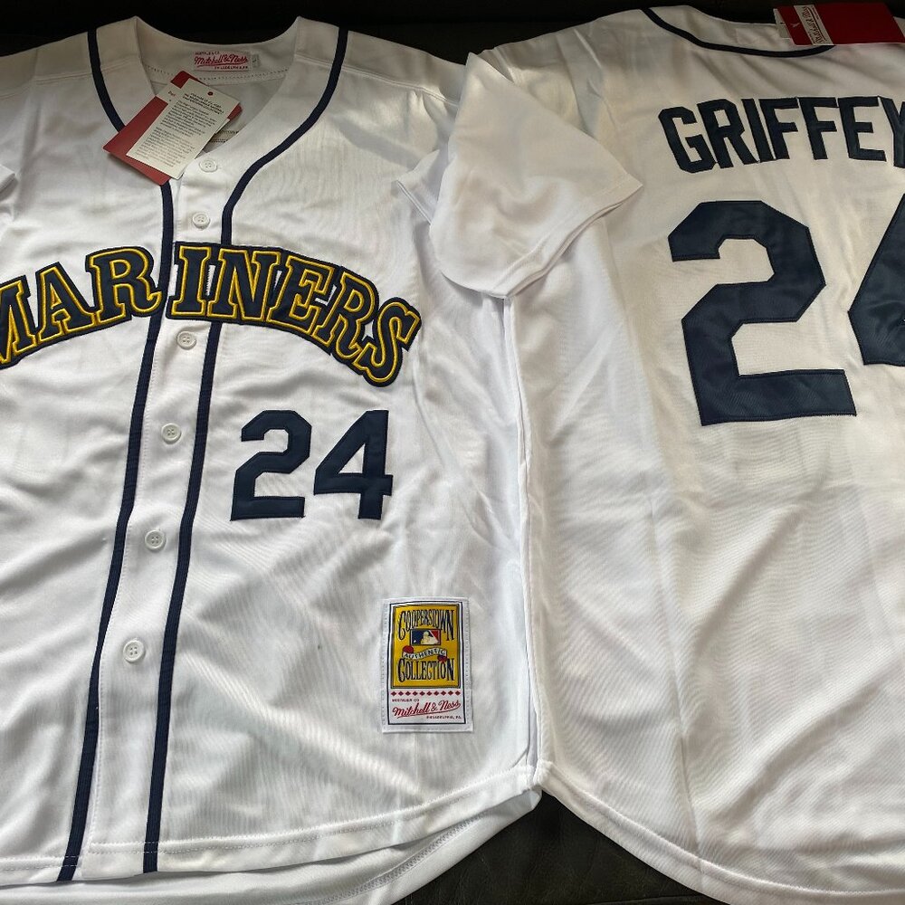 SEATTLE MARINERS KEN GRIFFEY Jr Mens JERSEY Sz M,L,XL,2X,3X By Mitchell and Ness